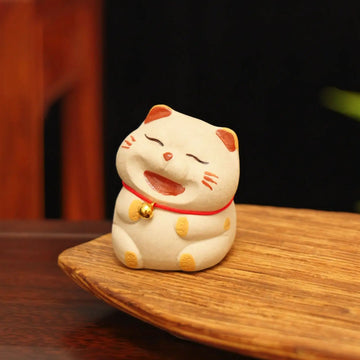 Yixing Cute Smiling White Cat Tea Pet