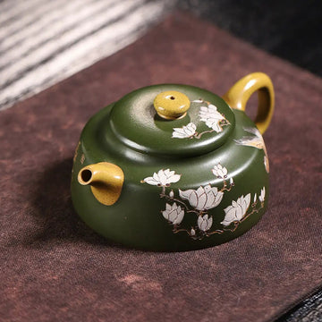 Auspicious Bird & Orchid Painting Fully Handmade Duan Clay 'Dezhong' Yixing Teapot