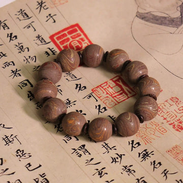 Dark Brown Flowing Pattern Dunhuang Colored Sand Bracelet