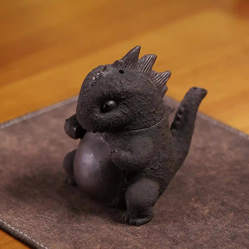 Handmade Black Clay Dinosaur Teapot