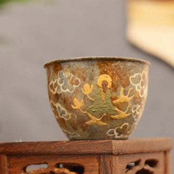 Dunhuang Pilgrim’s Chalice: Yixing Zisha Teacup with Cloud & Bird Motif
