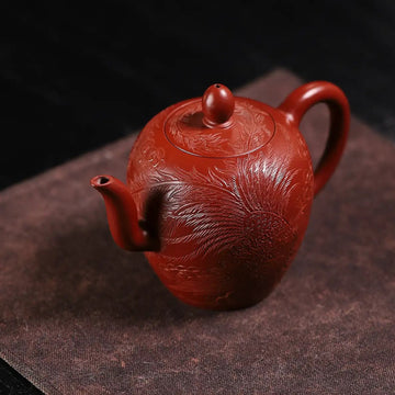 Phoenix Carving Fully Handmade Zhu Ni 'Beauty's Shoulder' Yixing Teapot