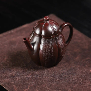 Three Friends of Winter Carving Fully Handmade Zijinsha-Purple Clay 'Gao Ling Hua' Yixing Teapot