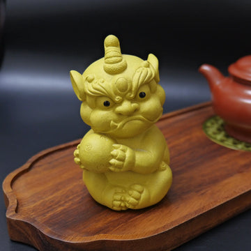 Yixing Clay Handmade Coin Ball Guardian Lion Tea Pet
