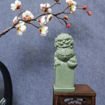 Yixing Clay Handmade Lying Lion Tea Pet (Auspicious Guardian Style)