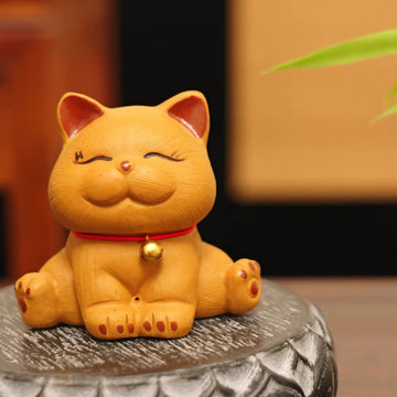 Yixing Handmade Lucky Cat Tea Pet (Auspicious and Cute Style)