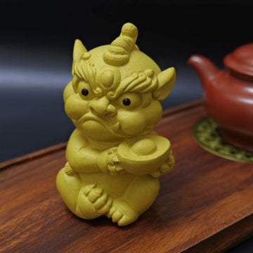 Yixing Yellow Clay Handmade Ingot Lion Tea Pet