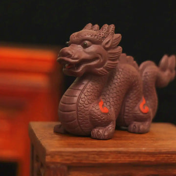 Yixing-Handmade-Coiled-Dragon-Tea-Pet (Flame-Pattern-Auspicious-Style)