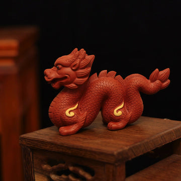 Yixing-Handmade-Coiled-Dragon-Tea-Pet (Flame-Pattern-Auspicious-Style)