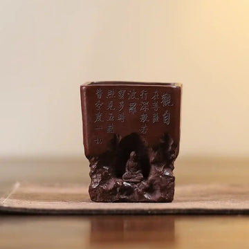 Yixing Zisha Hand-Carved Buddha Grotto Heart Sutra Cup