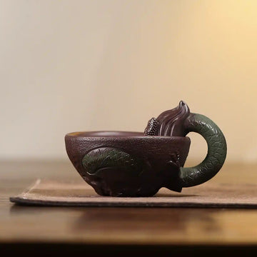 Yixing Zisha Hand-Carved Dragon Head Tea Cup