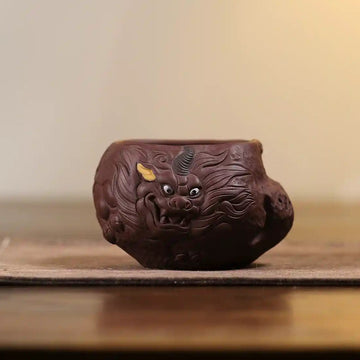 Yixing Zisha Hand-Carved Mythical Beast Cup