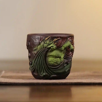 Yixing Zisha Hand-Carved Rain God Cup