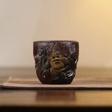 Yixing Zisha Hand-Carved Wind Deity Cup