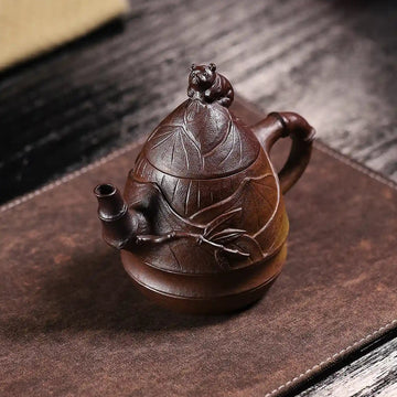 Yixing Zisha Handmade Bamboo Shoot Panda Teapot