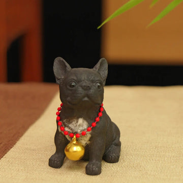 Yixing Zisha Handmade Black French Bulldog Tea Pet