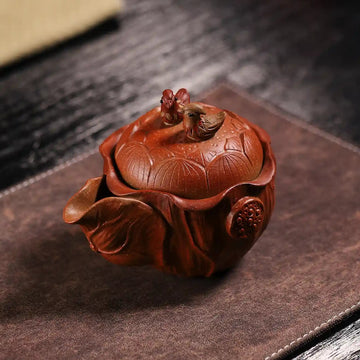 Yixing-Zisha-Handmade-Lotus-Mandarin-Duck-Teapot