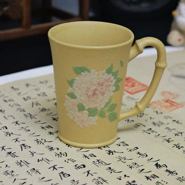 Yixing Zisha Handmade Peony Bamboo-Joint Teacup