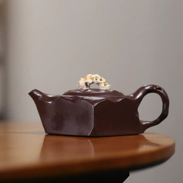 Yixing Zisha Handmade Rockery Square Teapot