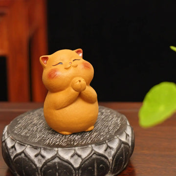 Yixing Handmade Lucky Cat Tea Pet (Praying Style)