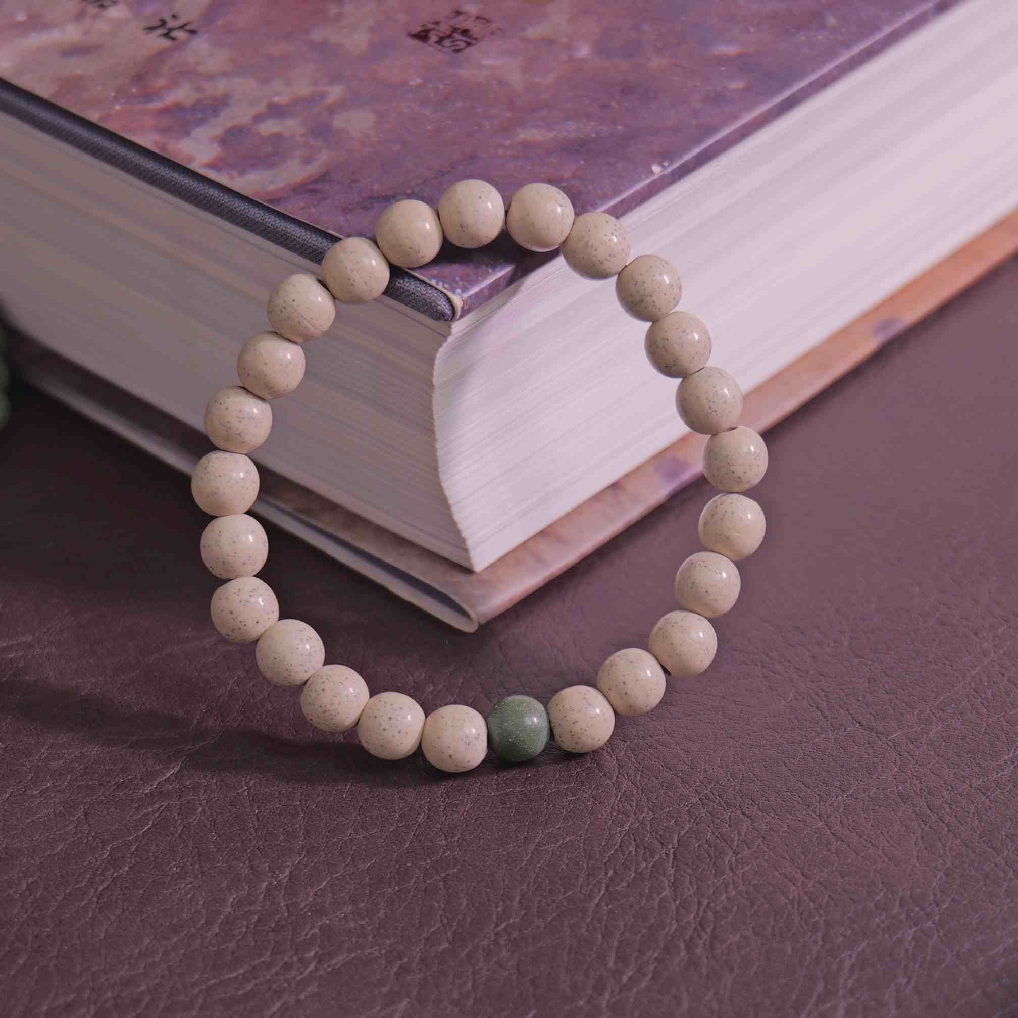 Serene Shadow with Jade Accent - Yixing Zisha Bracelet (Zen Style)