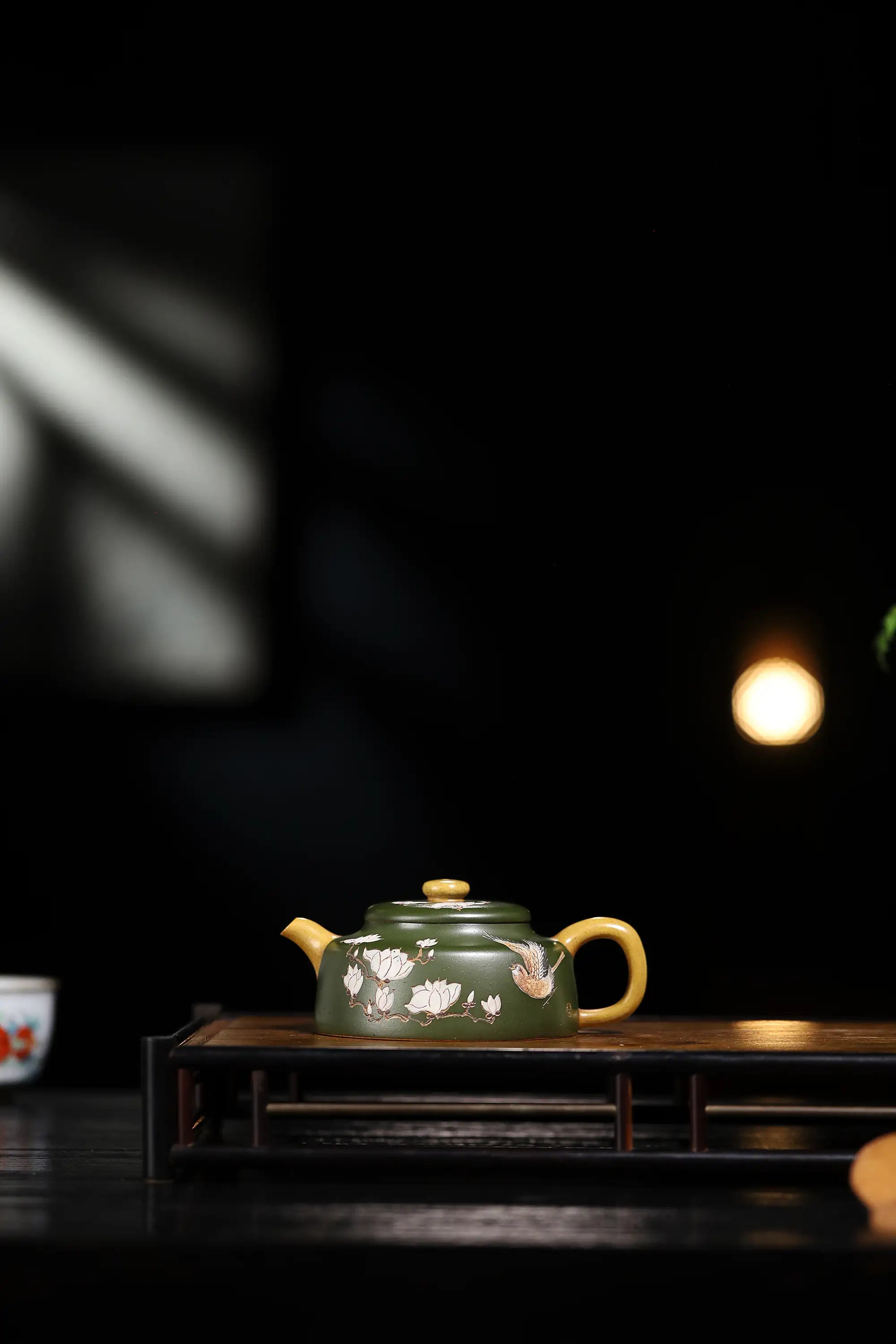 Auspicious Bird & Orchid Painting Fully Handmade Duan Clay 'Dezhong' Yixing Teapot