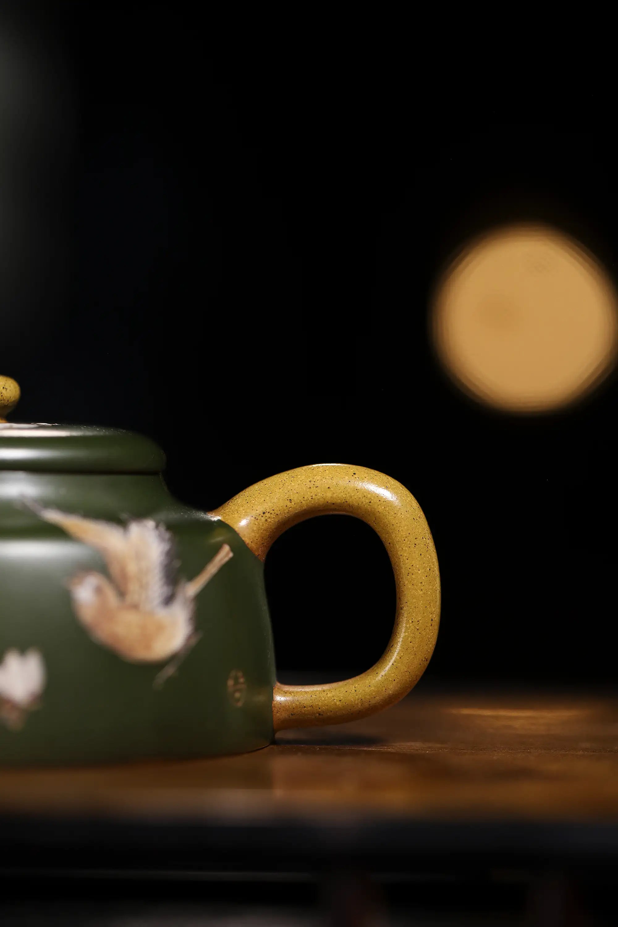 Auspicious Bird & Orchid Painting Fully Handmade Duan Clay 'Dezhong' Yixing Teapot