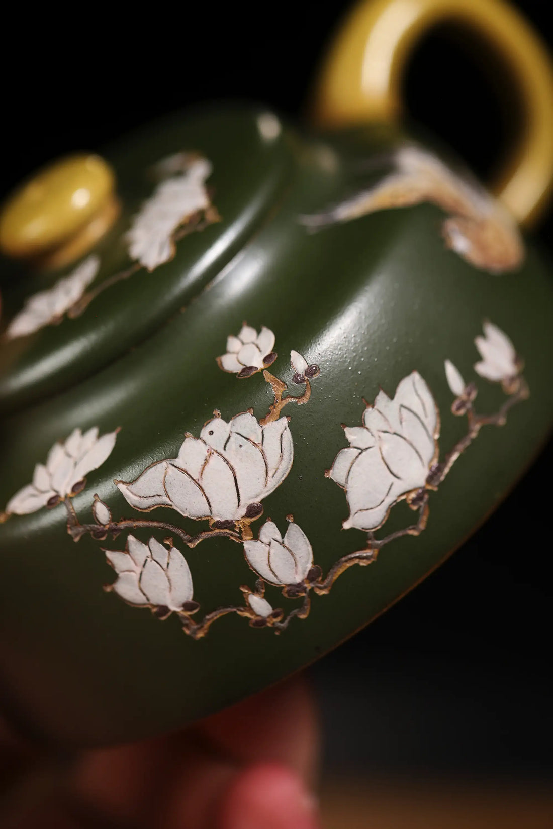 Auspicious Bird & Orchid Painting Fully Handmade Duan Clay 'Dezhong' Yixing Teapot