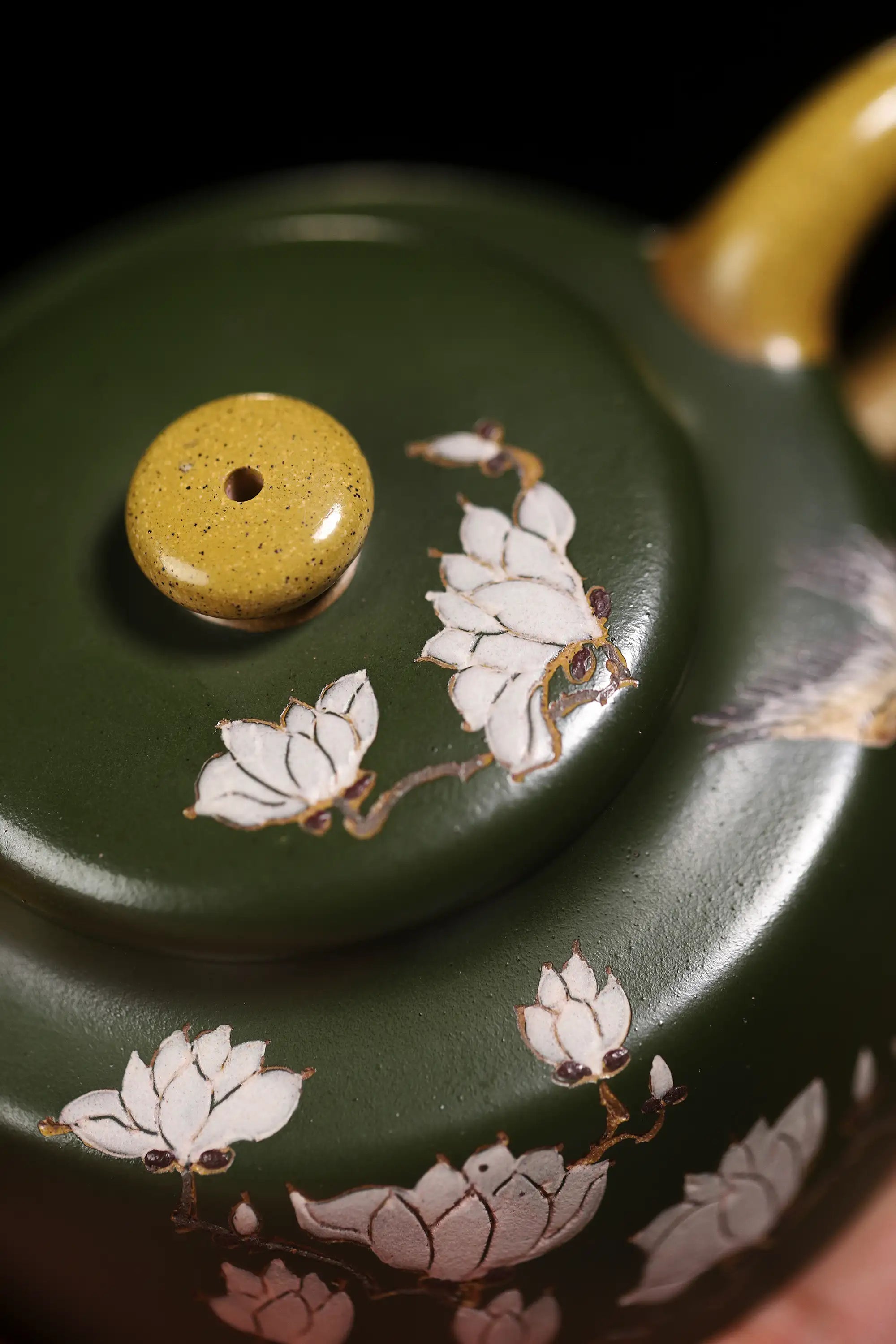 Auspicious Bird & Orchid Painting Fully Handmade Duan Clay 'Dezhong' Yixing Teapot