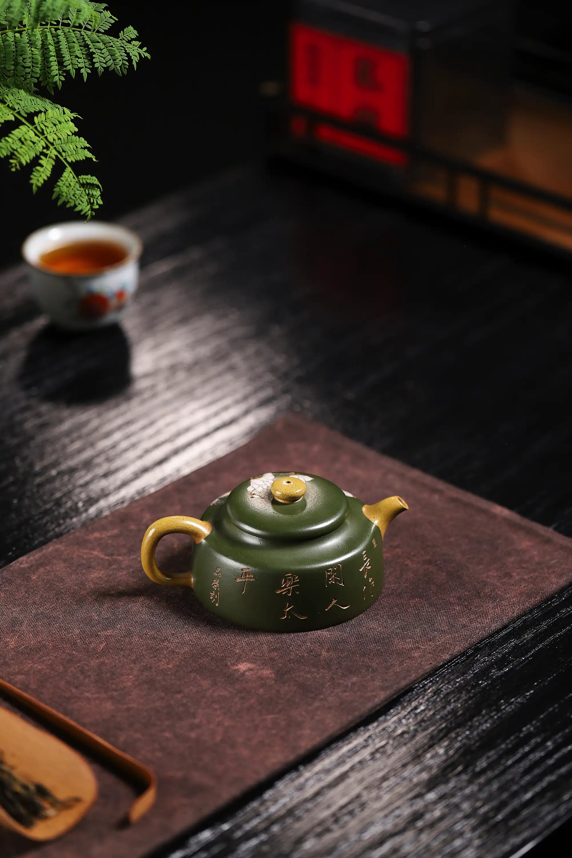 Auspicious Bird & Orchid Painting Fully Handmade Duan Clay 'Dezhong' Yixing Teapot