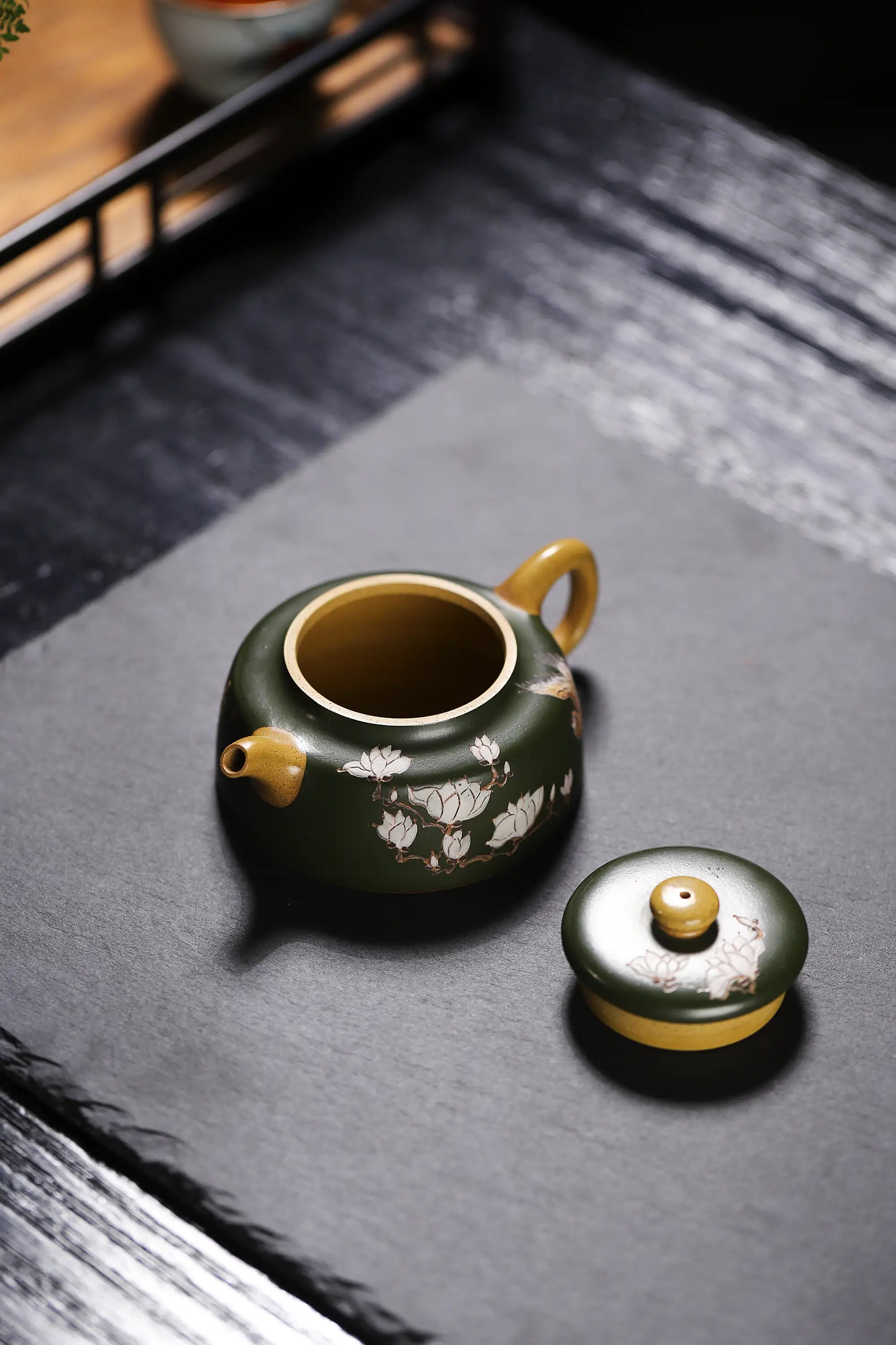 Auspicious Bird & Orchid Painting Fully Handmade Duan Clay 'Dezhong' Yixing Teapot
