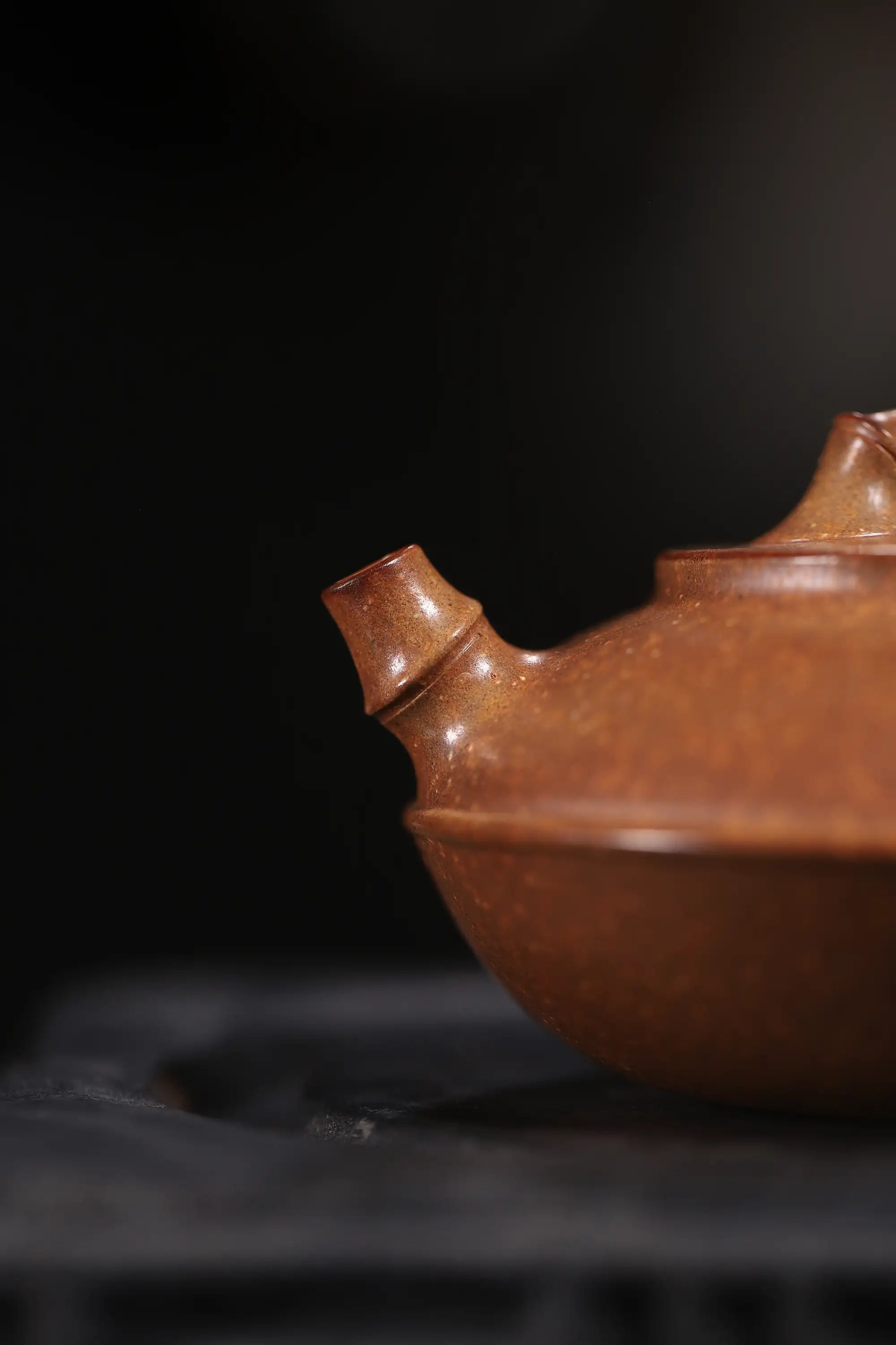 Bamboo Flat Shape Fully Handmade Flocculent Golden Duan Clay Yixing Teapot