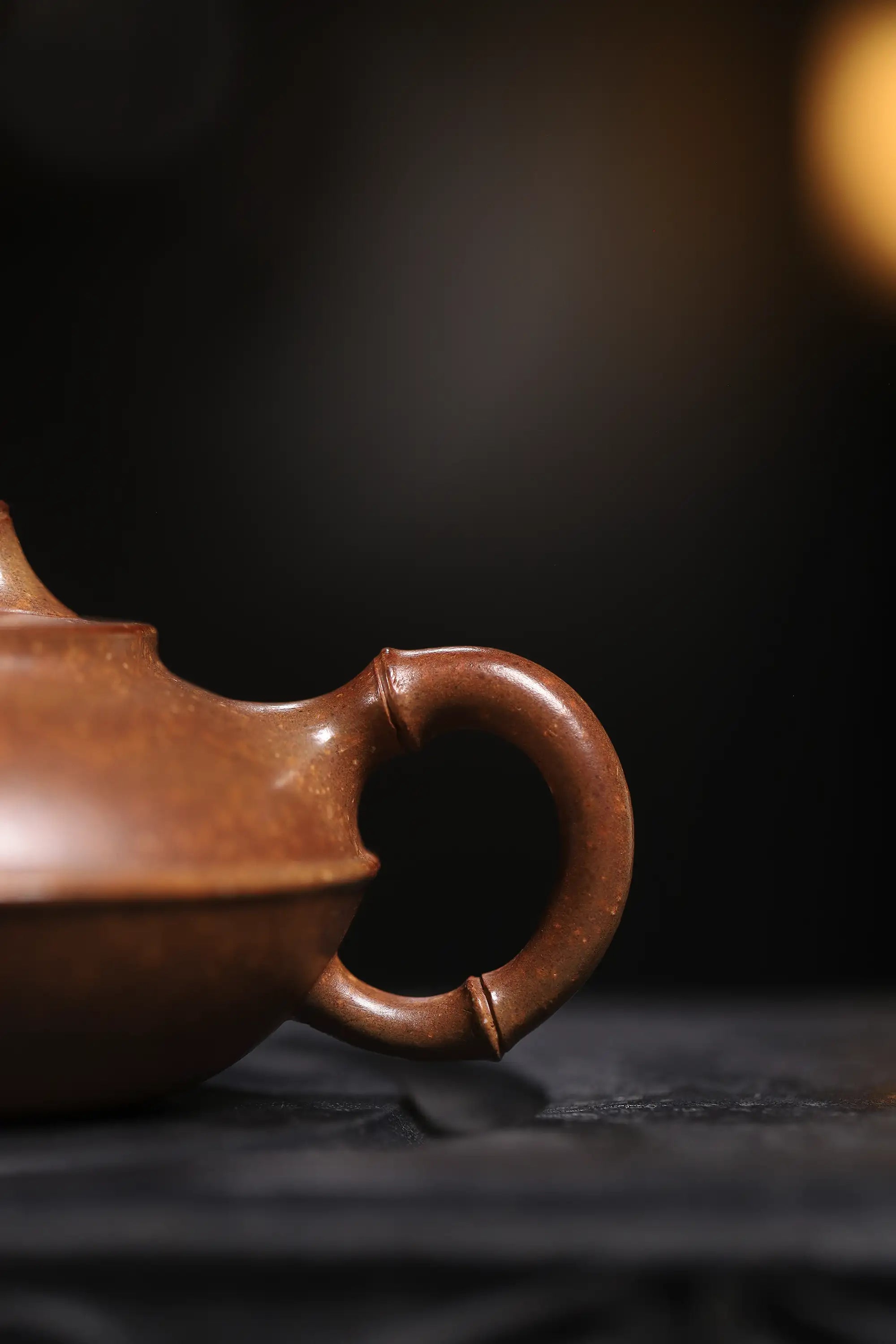 Bamboo Flat Shape Fully Handmade Flocculent Golden Duan Clay Yixing Teapot