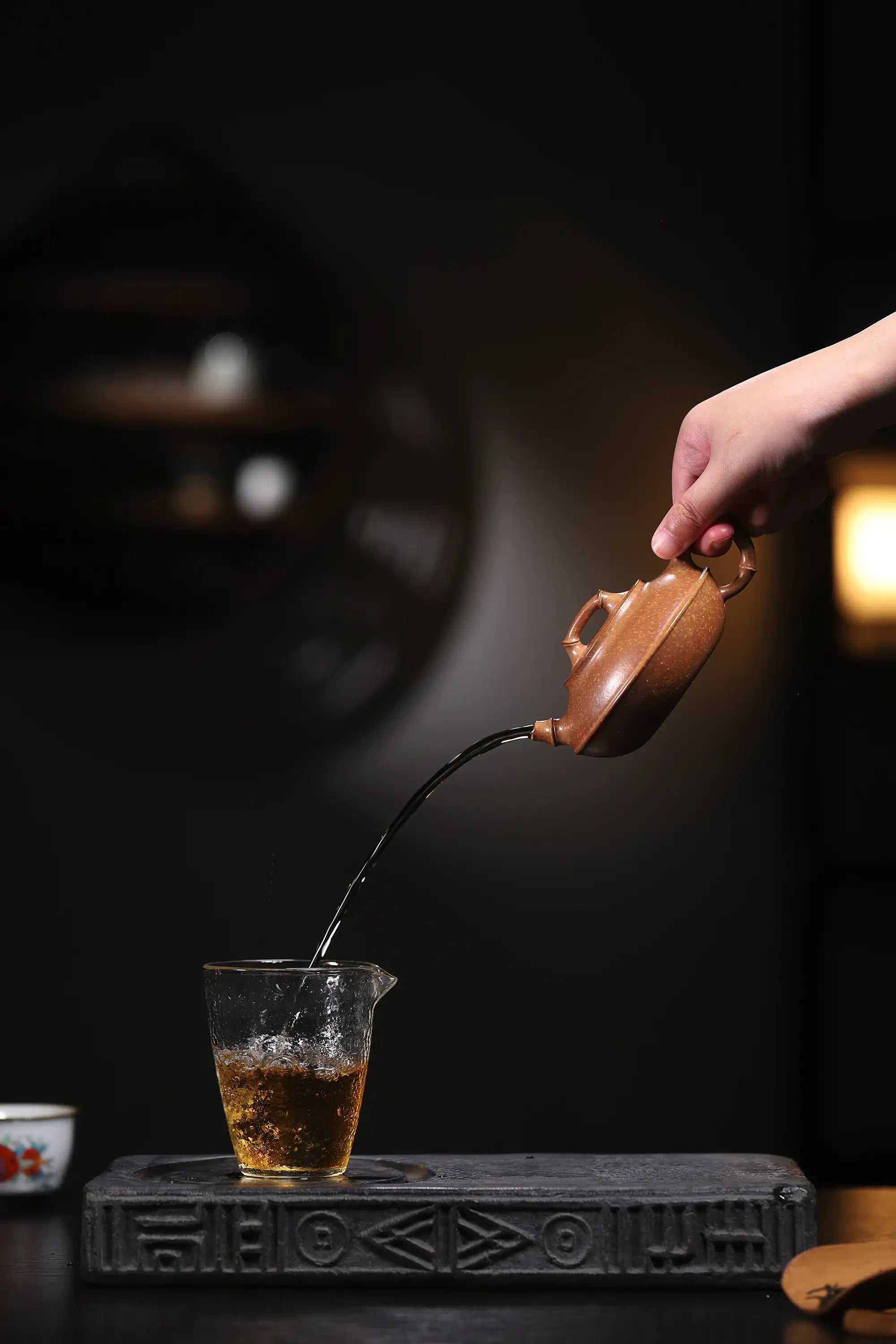 Bamboo Flat Shape Fully Handmade Flocculent Golden Duan Clay Yixing Teapot