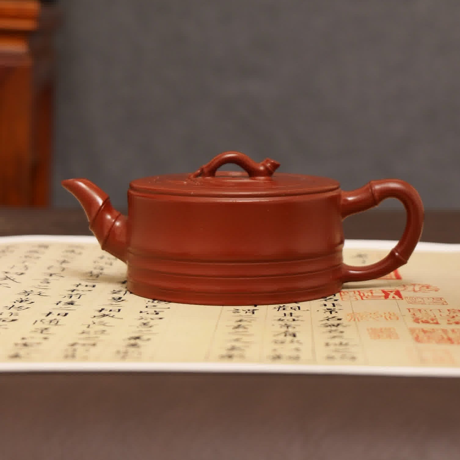 Bamboo Joint Design Fully Handmade Zhu Ni 'Yizhi Bamboo' Yixing Teapot