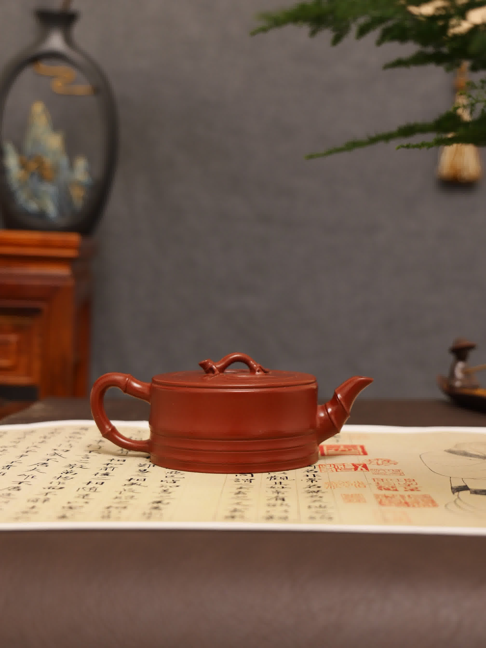 Bamboo Joint Design Fully Handmade Zhu Ni 'Yizhi Bamboo' Yixing Teapot