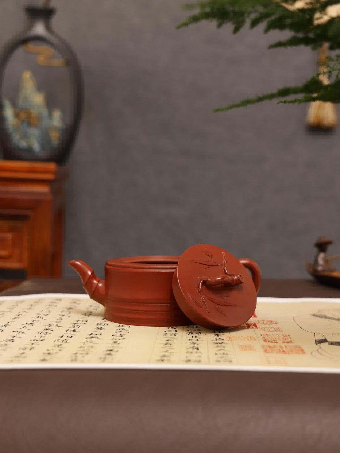 Bamboo Joint Design Fully Handmade Zhu Ni 'Yizhi Bamboo' Yixing Teapot