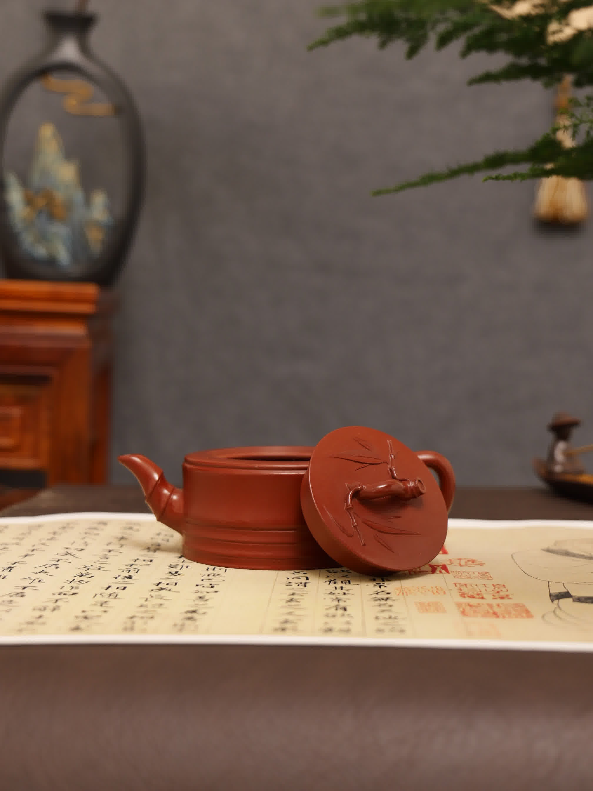 Bamboo Joint Design Fully Handmade Zhu Ni 'Yizhi Bamboo' Yixing Teapot