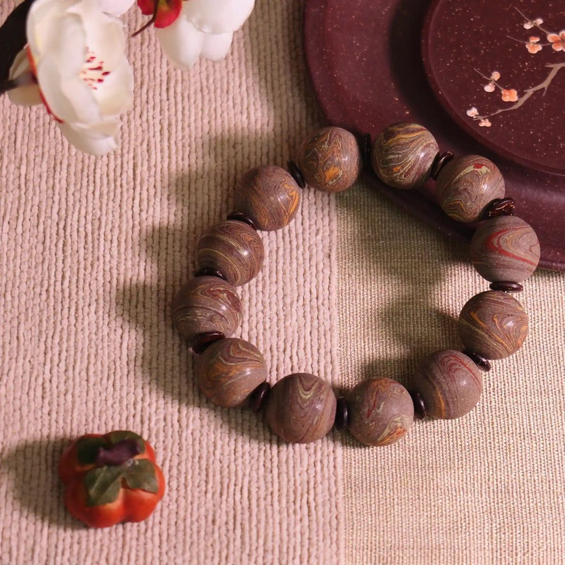 Dark Brown Flowing Pattern Dunhuang Colored Sand Bracelet