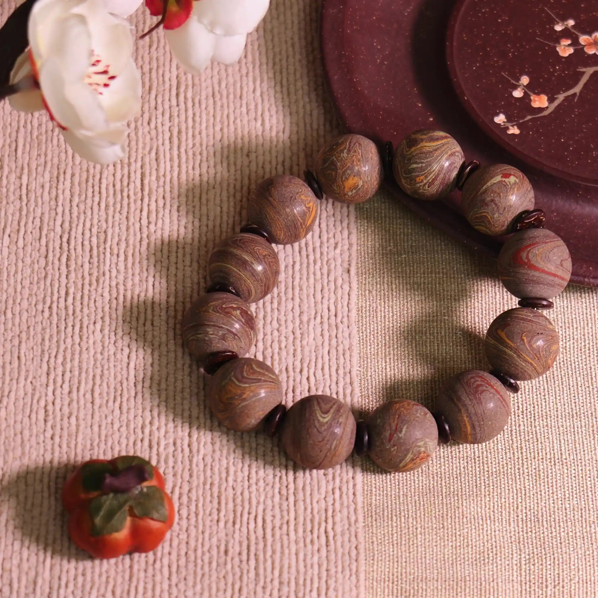 Dark Brown Flowing Pattern Dunhuang Colored Sand Bracelet