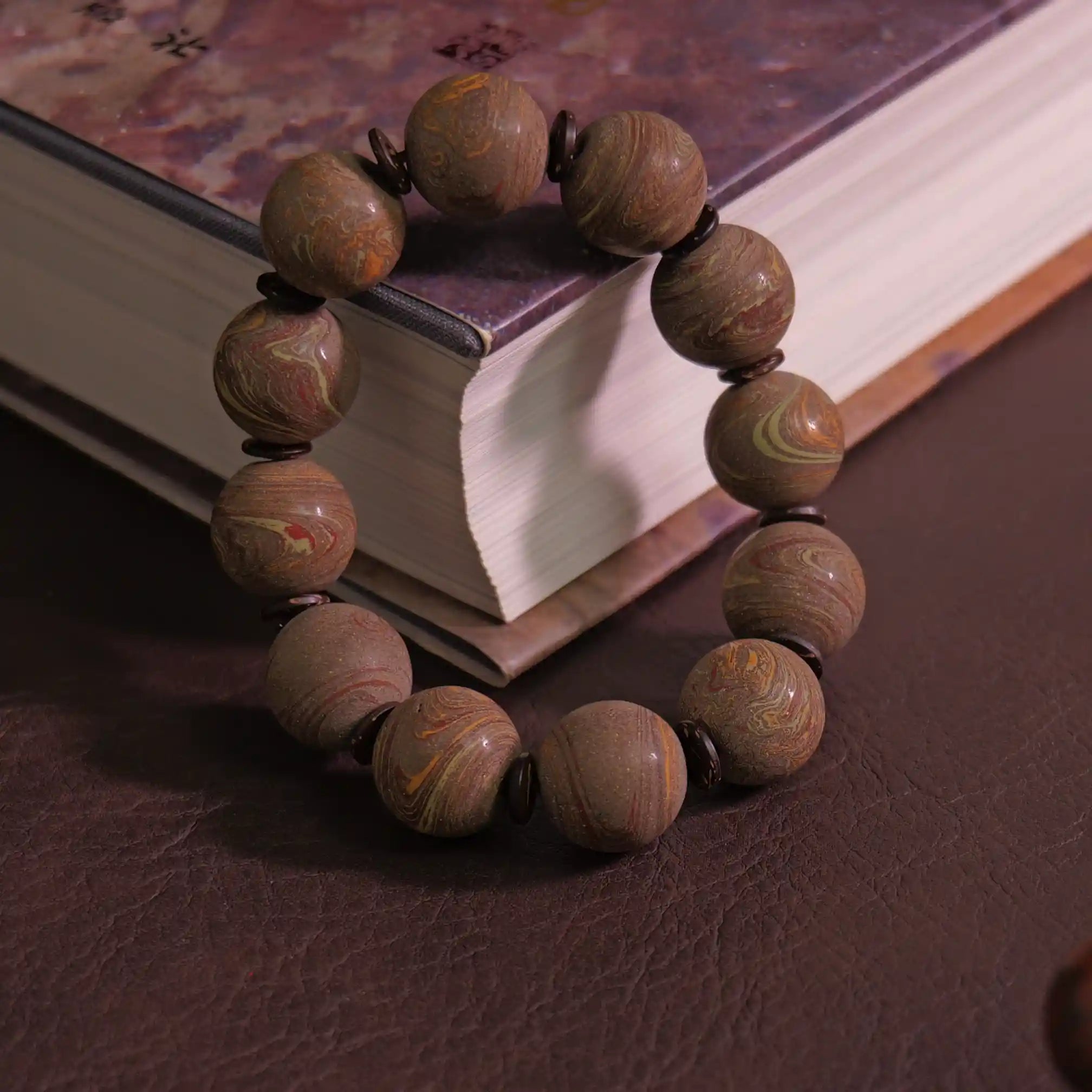 Dark Brown Flowing Pattern Dunhuang Colored Sand Bracelet