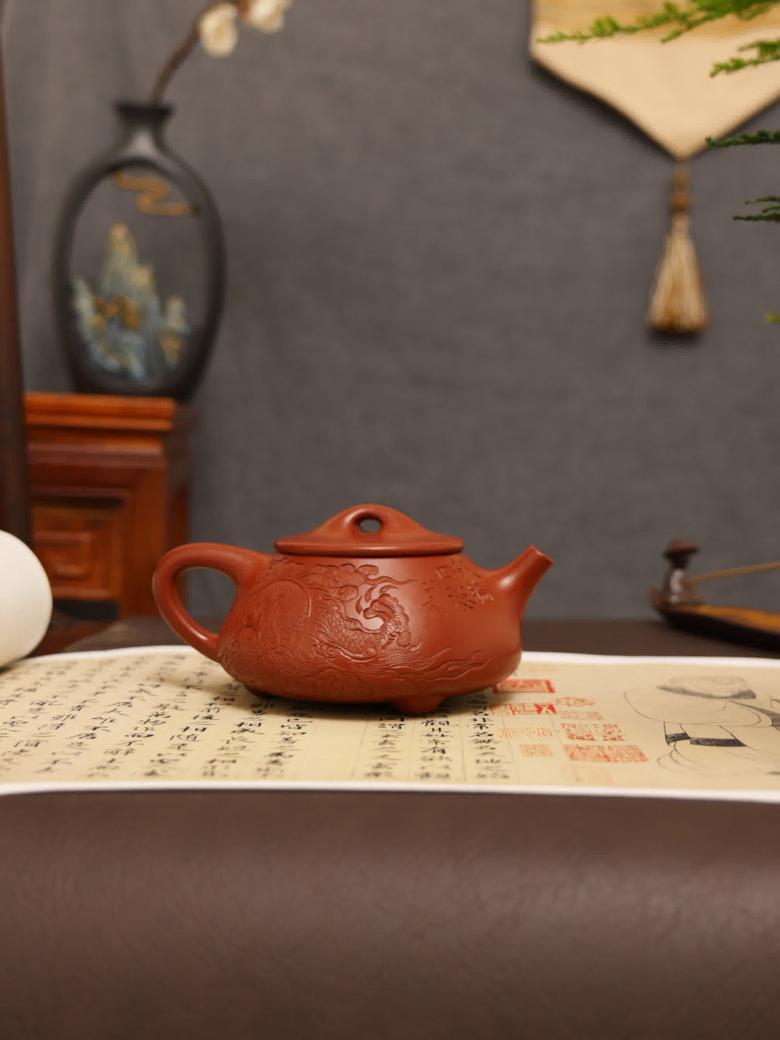 Dragon Pattern Fully Handmade Zhu Ni 'Jingzhou Shi Piao' Yixing Teapot