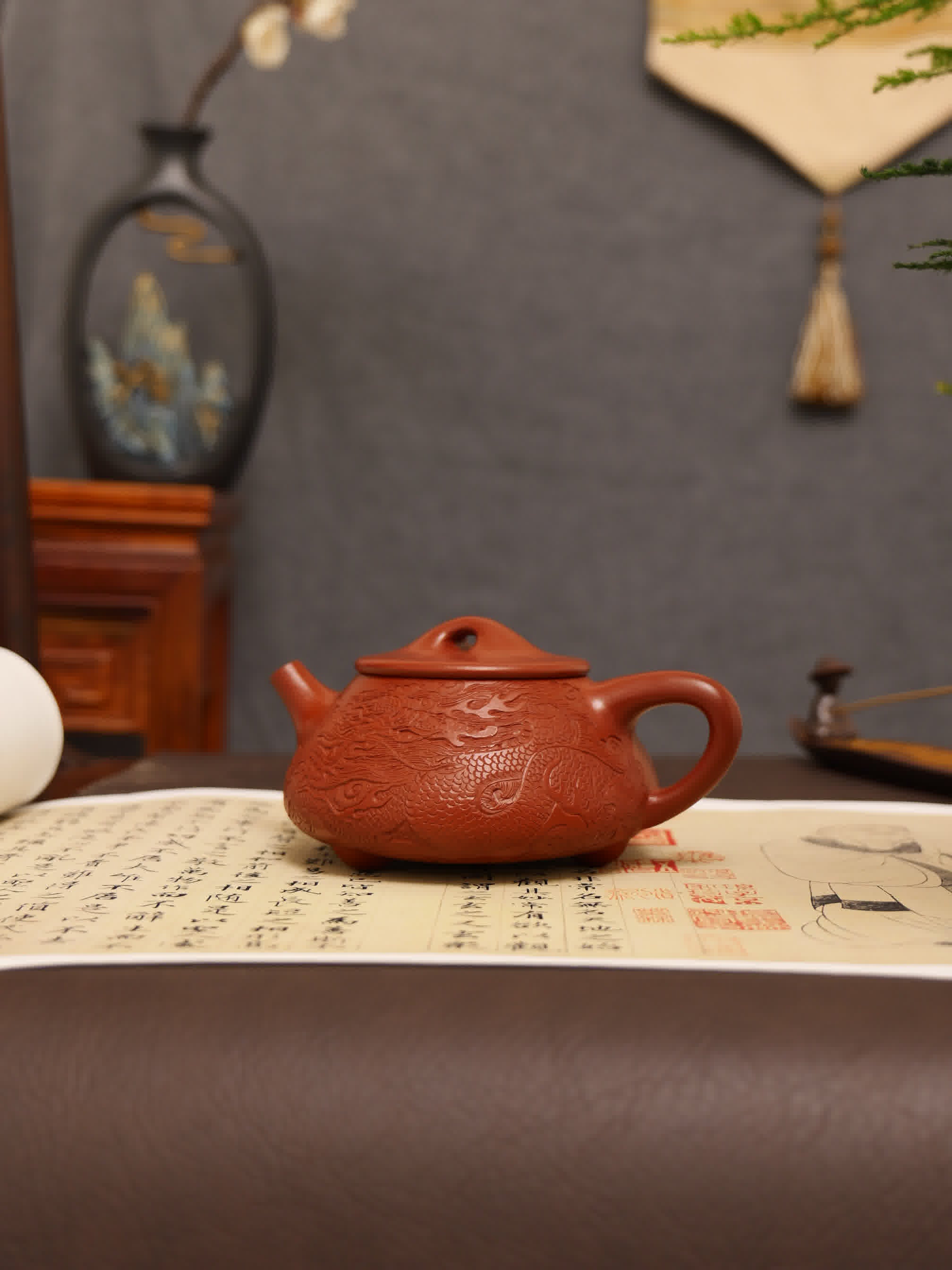 Dragon Pattern Fully Handmade Zhu Ni 'Jingzhou Shi Piao' Yixing Teapot