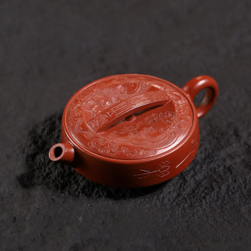 Eternal Joy & Auspicious Cloud Carving Fully Handmade Zhu Ni 'Qin Feng Han Wa' Yixing Teapot