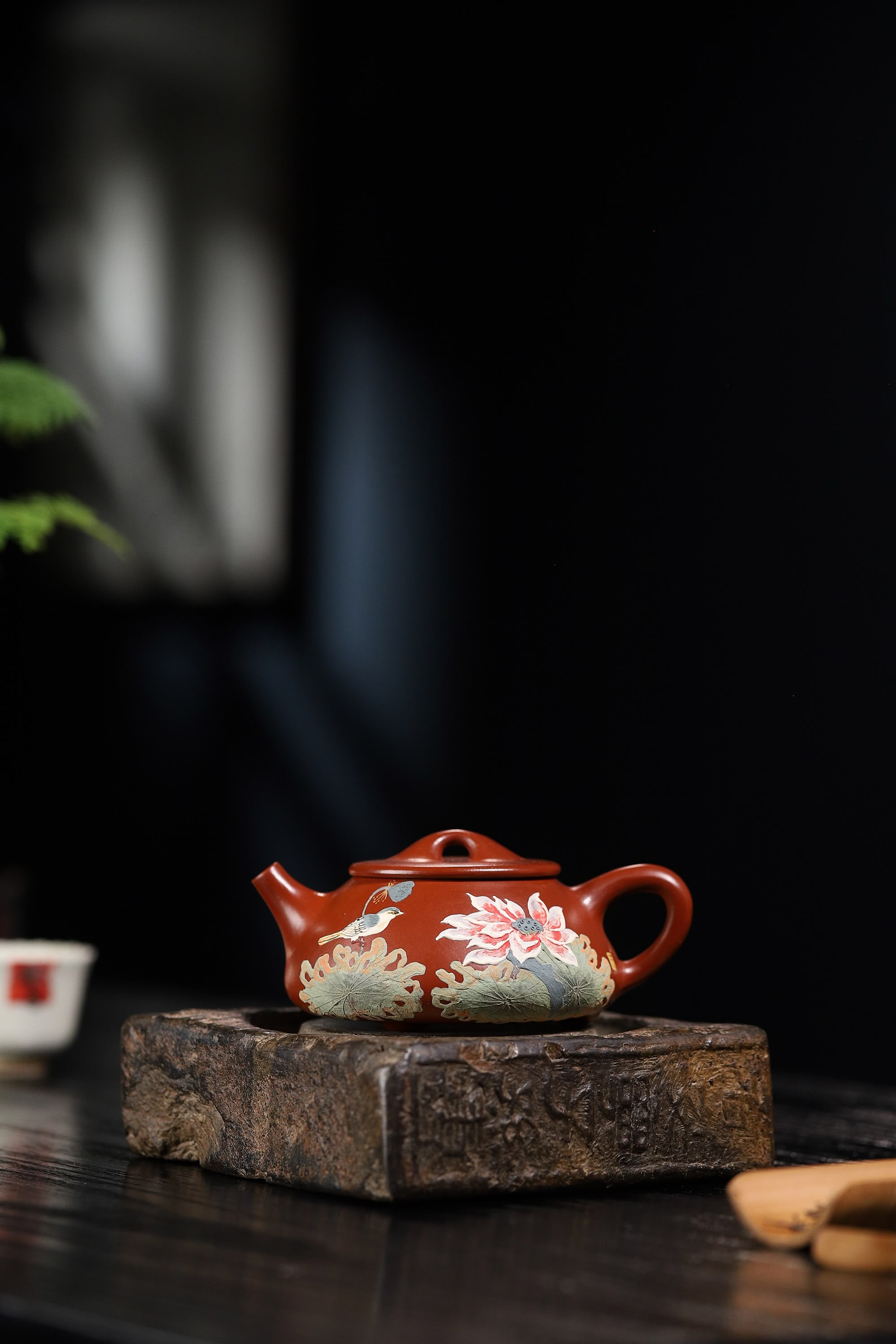 Floral & Bird Painting Fully Handmade Red Clay 'Jingzhou Shi Piao' Yixing Teapot