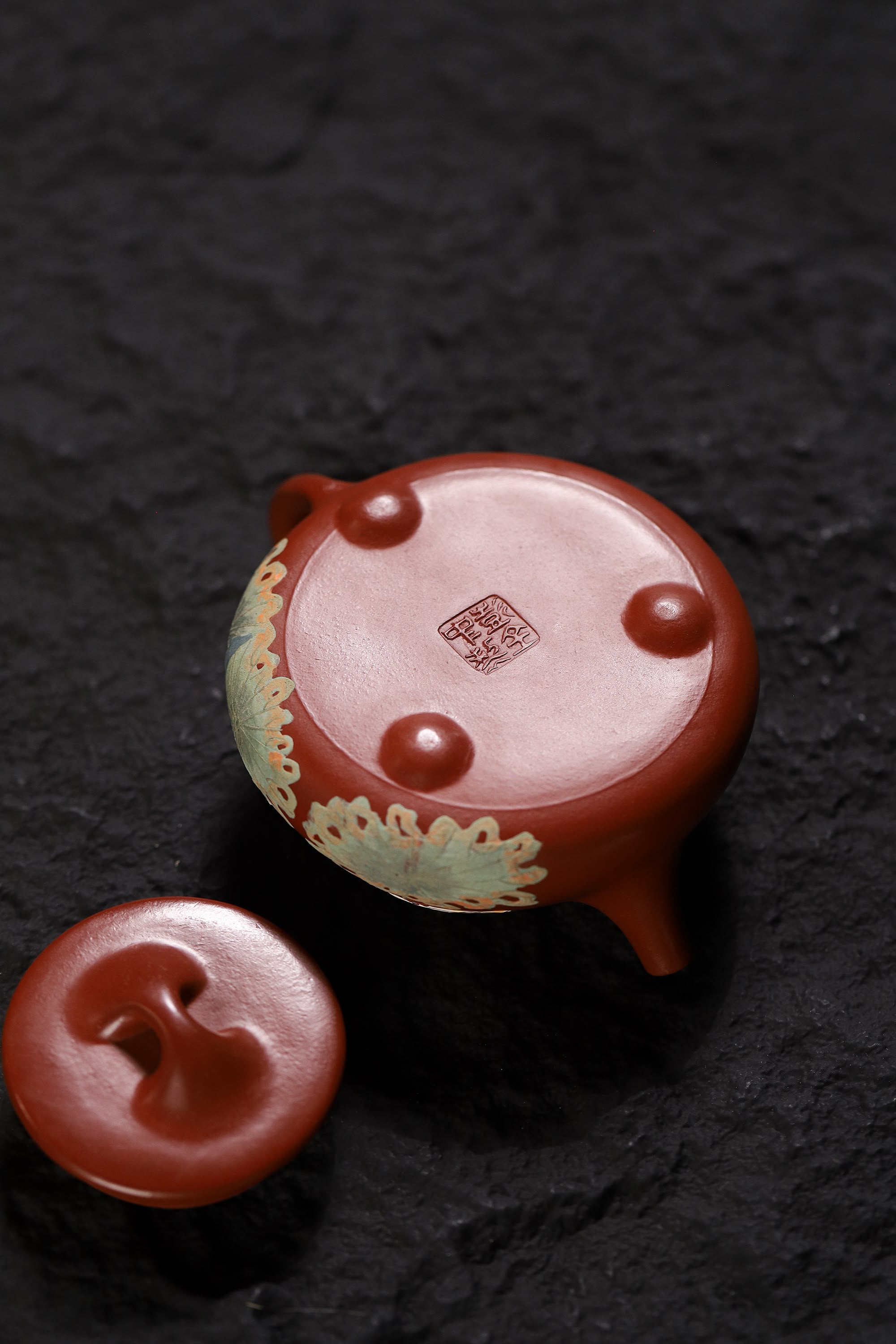 Floral & Bird Painting Fully Handmade Red Clay 'Jingzhou Shi Piao' Yixing Teapot