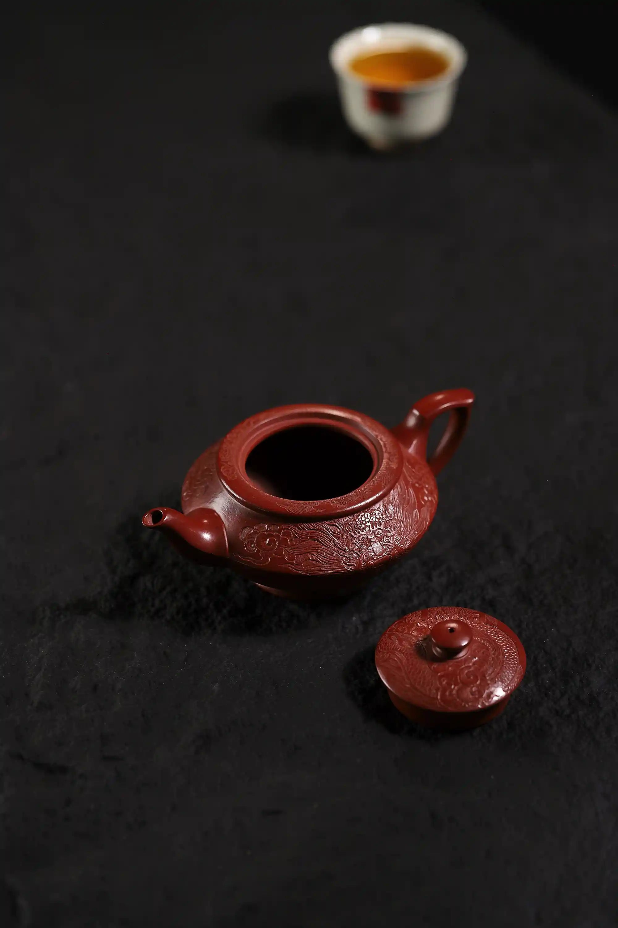 Han Yun Shape Handmade Imperial Dragon Red Clay Zhu Ni Yixing Teapot