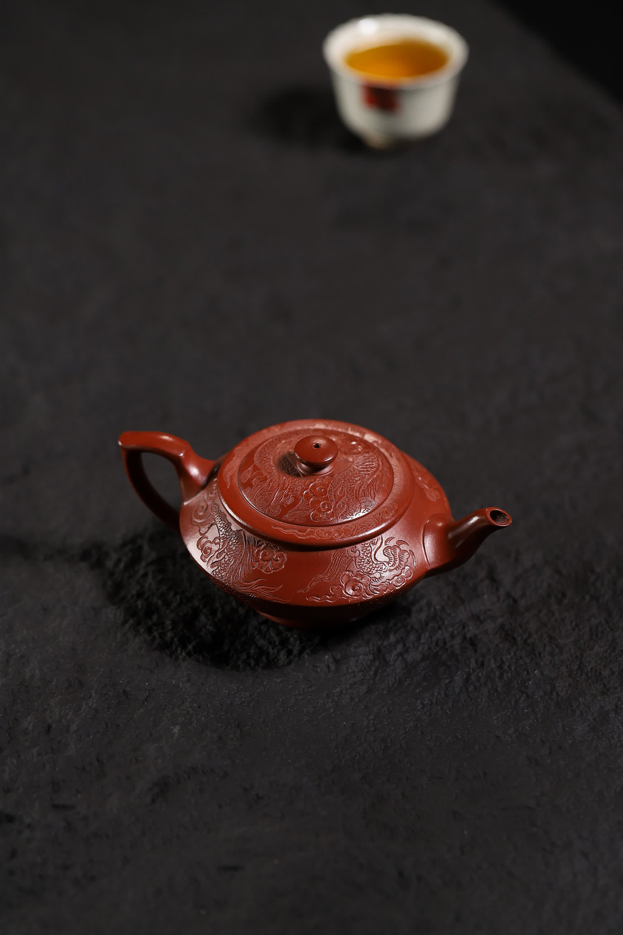 Han Yun Shape Handmade Imperial Dragon Red Clay Zhu Ni Yixing Teapot