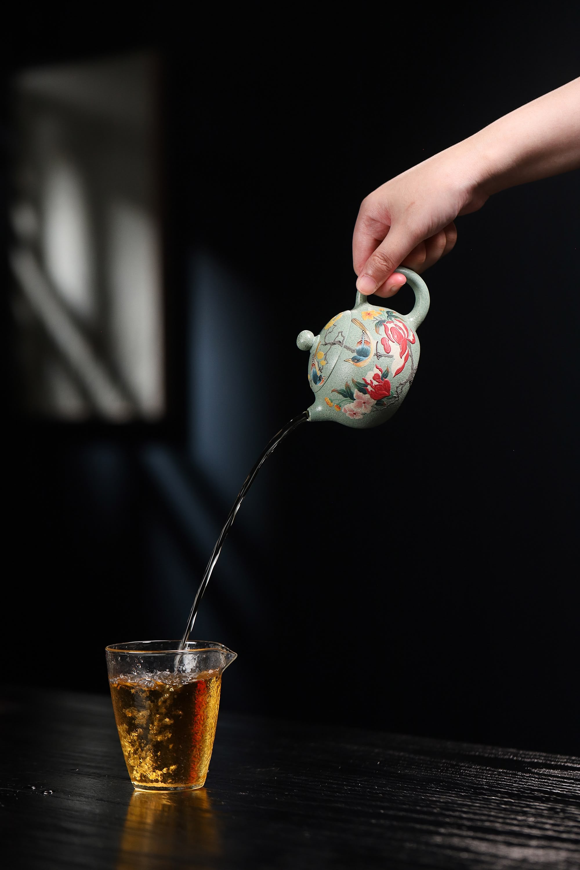 Hand-Painted Peony & Bird Design Handcrafted Ben Shan Lv Ni Clay Yixing Xishi Teapot