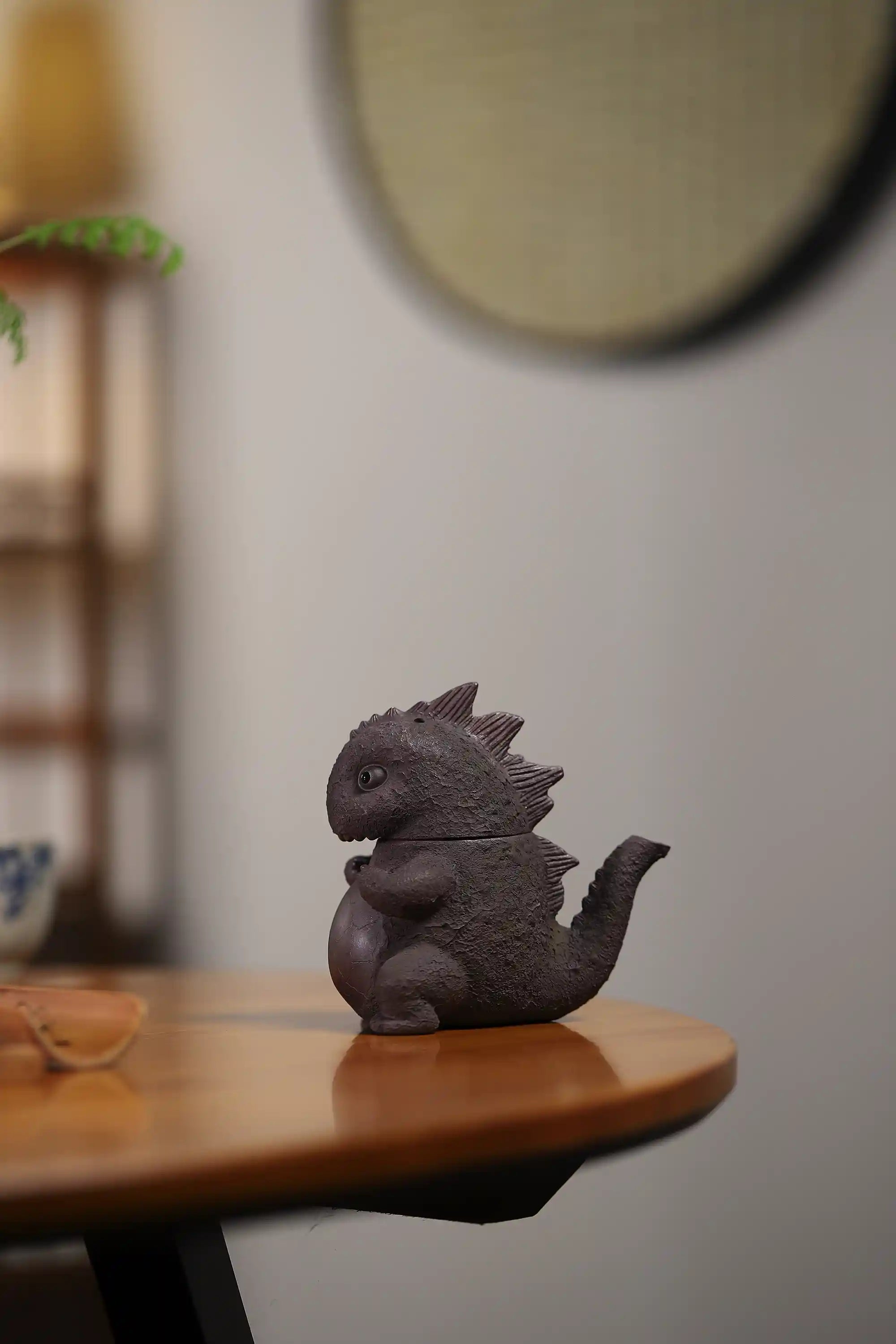 Handmade Black Clay Dinosaur Teapot